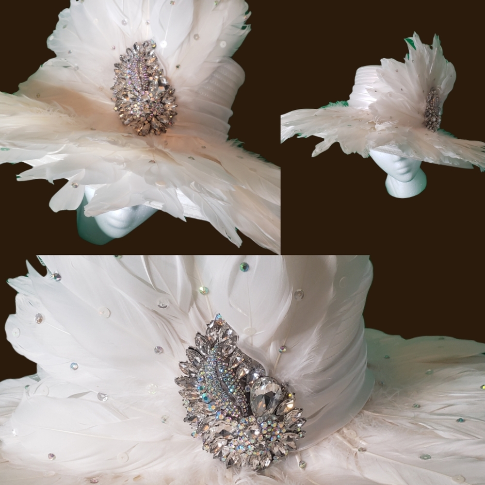 White Feather Derby Hat